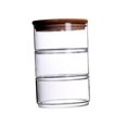 thumbnail image 3 of Frascos de vidrio apilables Contenedor de grano transparente sellado de comida de vidrio de 3 niveles Frascos apilables de 3 niveles para dulce tapa de madera Gloria Frascos apilables, 3 of 9