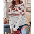 thumbnail image 4 of Aboser Christmas Sweater for Women Christmas Tree Graphic Knit Sweater Long Sleeve Crewneck Knitted Tops Casual Xmas Holiday Pullover Sweater, Christmas Gifts, 4 of 8