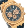 thumbnail image 3 of Pre-Owned Audemars Piguet Royal Oak Chronograph Selfwinding 41MM 26240OR.OO.D315CR.01 50th Anniversary Blue Dial Rose Gold Bezel Black Alligator Leather Strap, 3 of 7