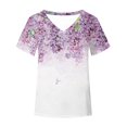 thumbnail image 4 of Blusa de manga corta con cuello en V informal para mujer a la moda, camisetas de verano Pompotops  hkajfhjk471694, 4 of 5