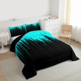 thumbnail image 3 of Homewish Minimalsit Striped Queen Comforter Set,Modern Geometric Artwork Bedding Sets,Cyan Black Bedding Comforter Set For Men Women,Microfiber Bedroom Decor Reversible,3pcs, 3 of 8