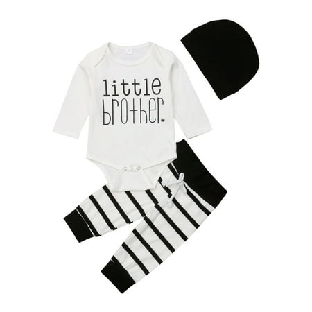 

Yinyinxull 3pcs Newborn Baby Boy Jumpsuit Romper Bodysuit Striped Pants Outfit Set Clothes White 6-12 Months