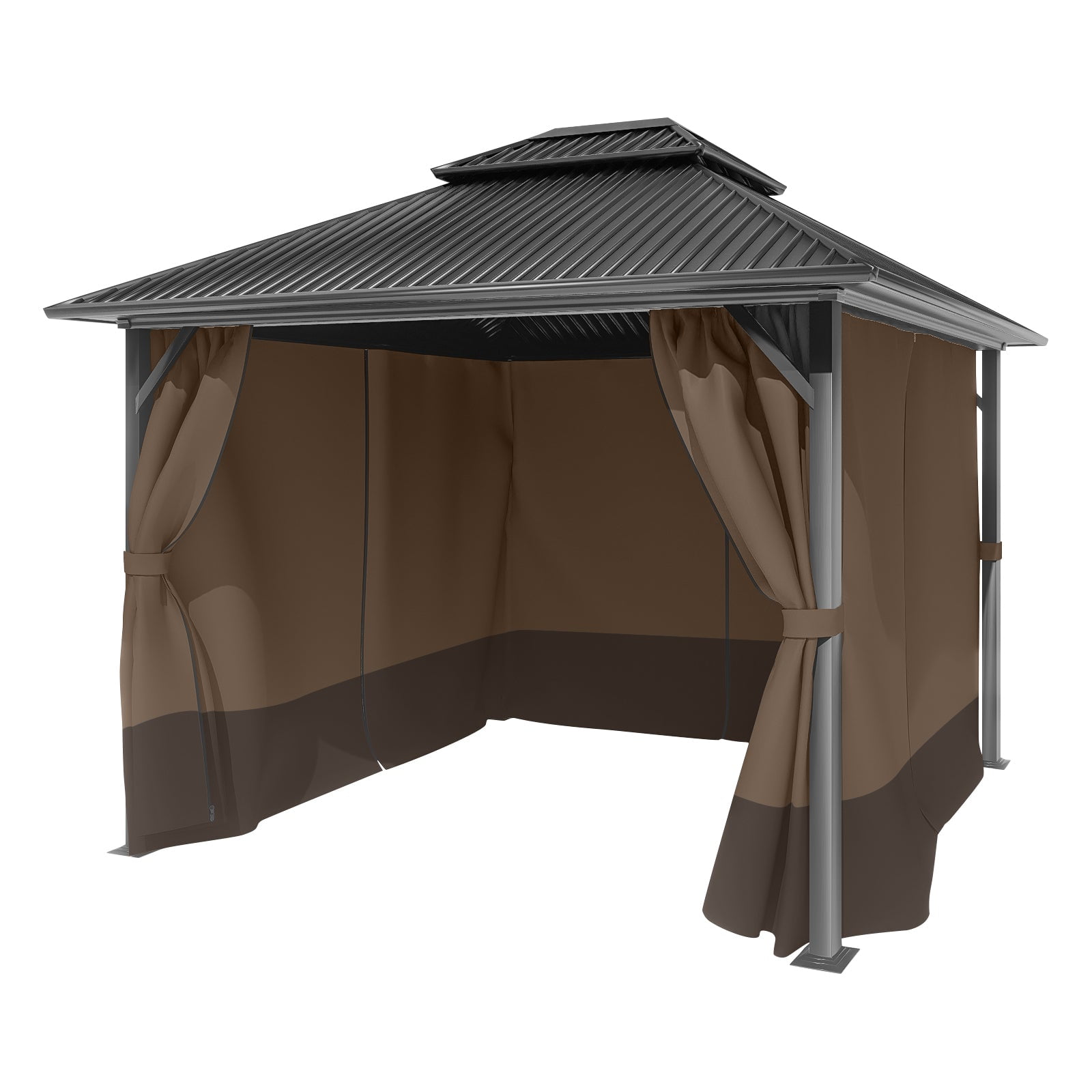 BPS 12'x16' Gazebo Replacement Curtain, Universal 4-Privacy Panel, Outdoor Gazebo Sidewalls with Zipper for Garden, Patio, Yard (Curtains Only)