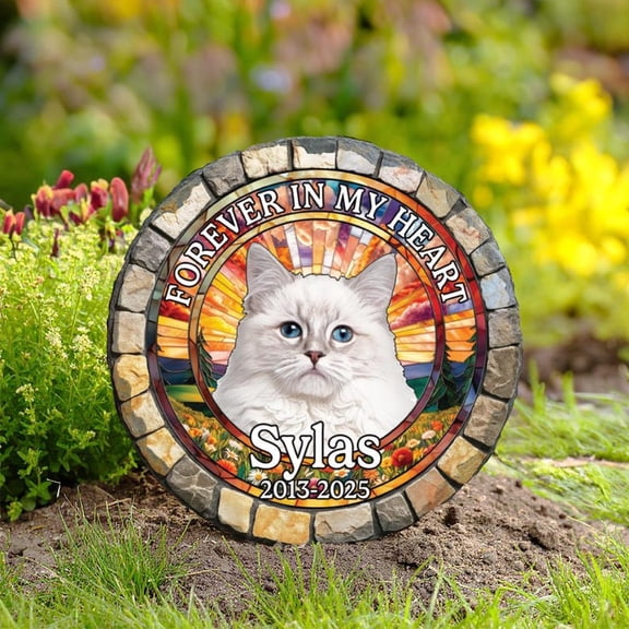 Personalized Pet Memorial Stone – Forever Loved Photo Grave Marker for Dog & Cat, Sympathy Gift, Pet Cemetery Marker & Pet Lover Loss Keepsake