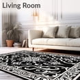 thumbnail image 2 of ODIKA 3'x5' Machine Washable Non-Slip Area Rug, Wavy Border Medallion Damask Swirl Vintage Ornamental High Traffic Rug with Pad, Black, 478336, 2 of 8