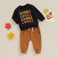thumbnail image 2 of Douhoow Toddler Boy Thanksgiving Outfits Baby Letter Turkey Print Long Sleeve Sweatshirts Long Pants Infant 2Pcs Clothes Set 3M-3T, 2 of 9