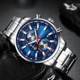 thumbnail image 2 of Mirar Reloj de hombre Movimiento de cuarzo Correa de acero inoxidable Pantalla de tiempo y calendario Función de cronómetro 3ATM Pulsera de moda masculina impermeable para negocios y vida c 1 1, 2 of 5