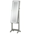 thumbnail image 1 of Lockable Jewelry Armoire with LED Light Standing Mirror with Storage for Bedroom Dressing Room Grey, 1 of 6