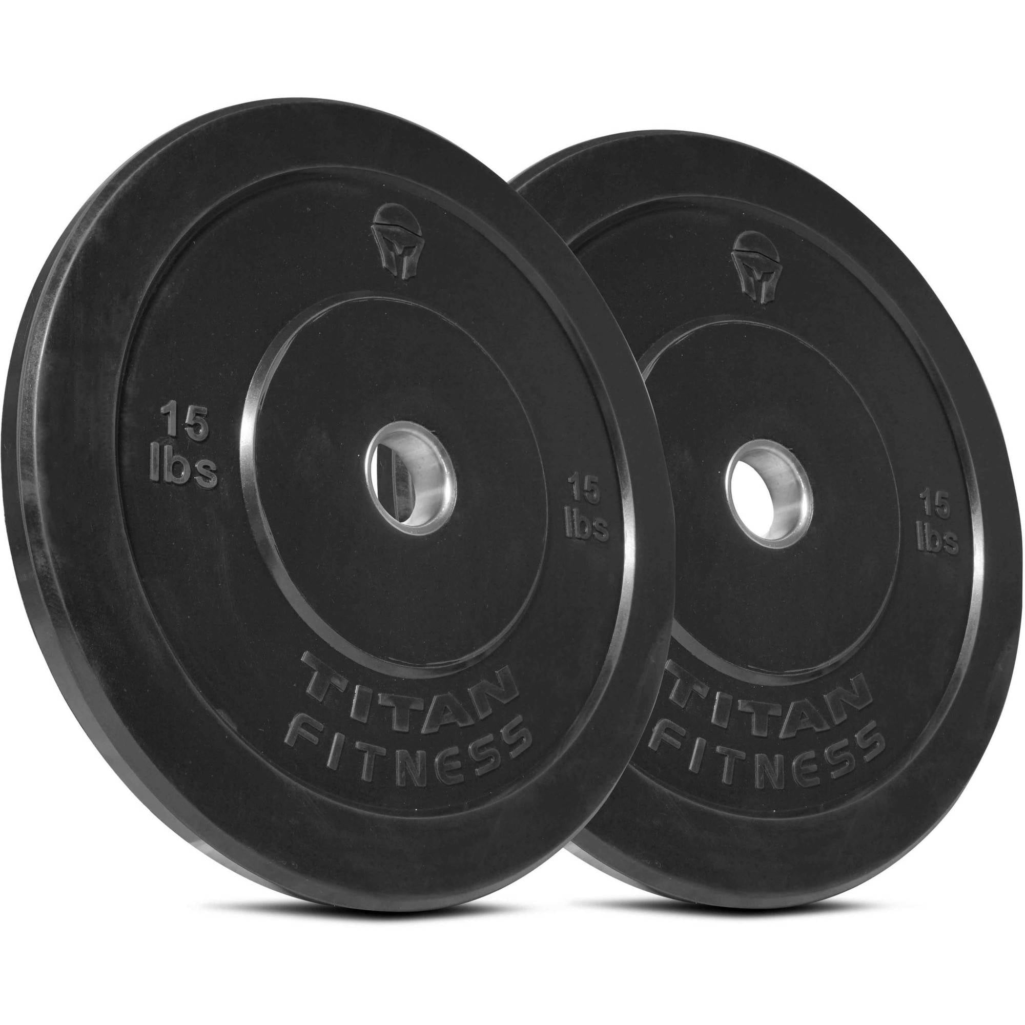 Titan Fitness Pair 15 lb Olympic Bumper Plate Black Benchpress Strength