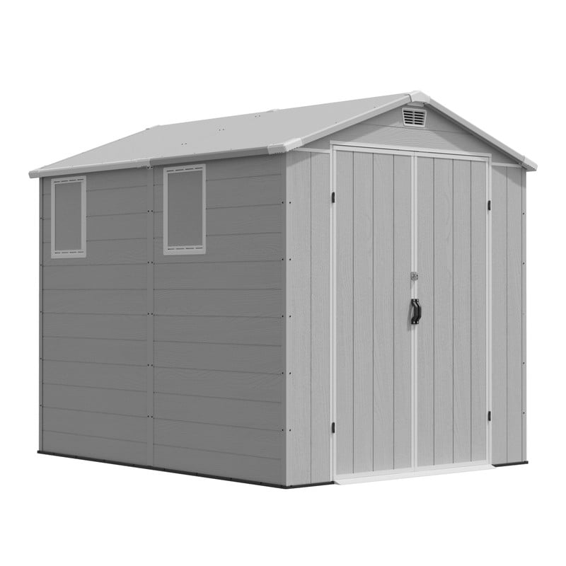 Homall 6x8ft Outdoor Resin Storage Shed with Window,Weather-Resistant, Easy Assembly, Wood-Effect Outdoor Shed for Garden & Tool Storage ,Light Gray