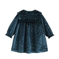 thumbnail image 2 of KYAIGUO Kids Toddler Girls Crewneck Dress Velvet Fashion Long Sleeve Princess Dress Solid Colour for 4-10Y, 2 of 5