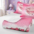 thumbnail image 4 of Manfei Pink-Blue Axolotl Quilt King,Watercolor Salamander Print King Coverlet Set,3pcs,1 Bedspread and 2 Pillowcases, 4 of 7