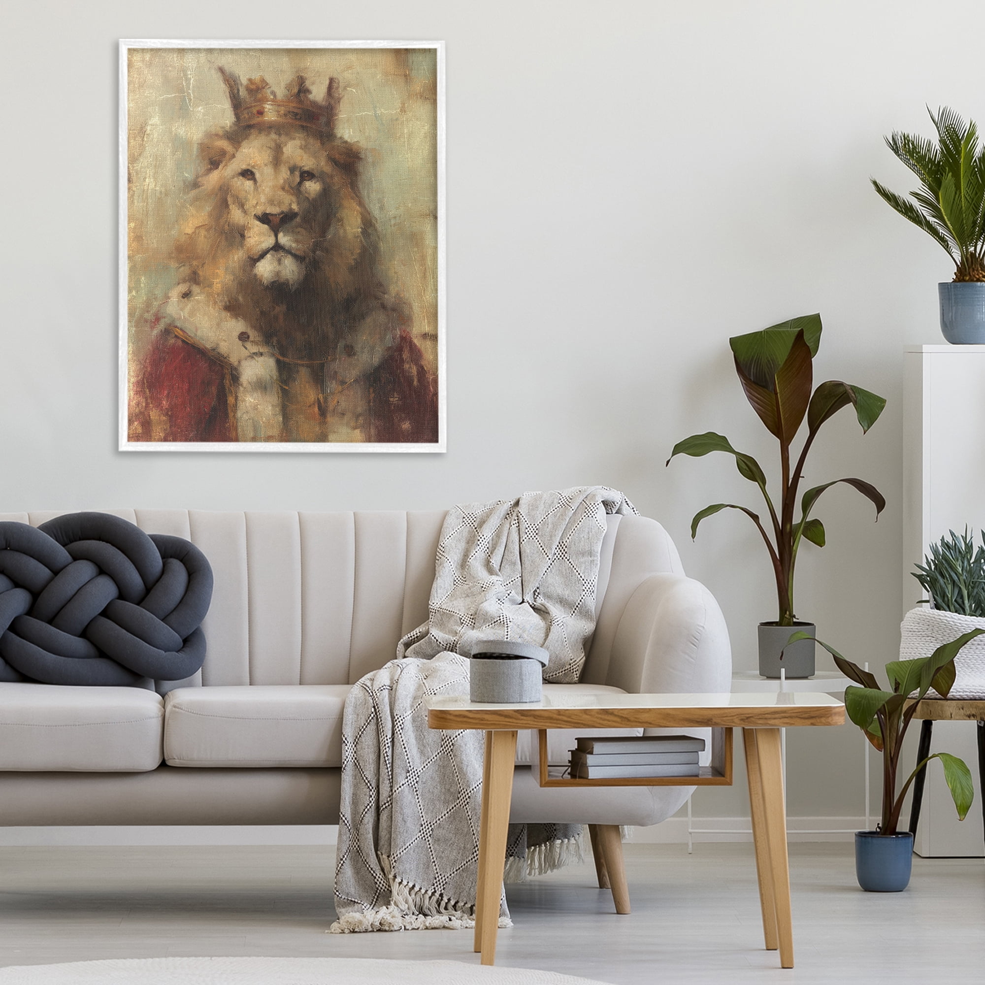 Stupell Industries Regal Lion Sovereign White Framed Giclee Art, design by Svetlana Aleynikova