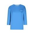 thumbnail image 6 of Htigea Women's Casual 3/4 Sleeve T-Shirts Round Neck Tunic Tops Basic Tees Blouses Loose Fit Pullover Today Sales Blue,2XL, 6 of 6