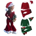 thumbnail image 1 of Conjuntos de ropa para recién nacidos, disfraz de Navidad y Año Nuevo, camisetas de forro polar de invierno, pantalones y sombreros, ropa para bebés, niños y niñas, atuendo de Papá Noel, 1 of 5
