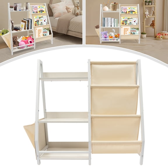 Stylish Organizer Shelf with 3 Tiers for Kids' Room, Space-Efficient Book and Toy Storage, Easy to Assemble, Elegant White Design