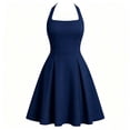 thumbnail image 5 of XuJwPNcy Summer Dresses for Women Square Neck Sleeveless Halter Dresses A Line Pleated Mini Dress for Cocktail Party, 5 of 5