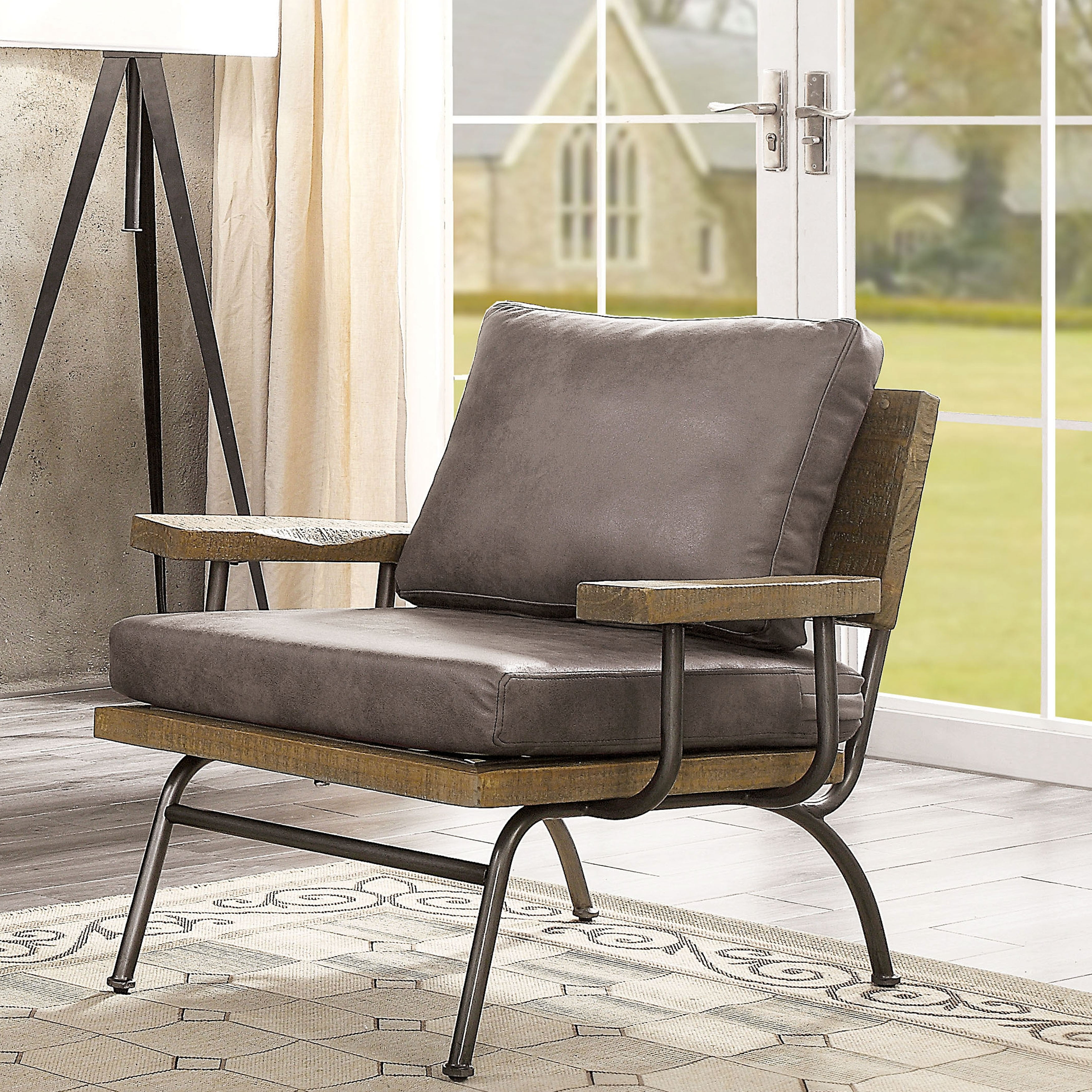 Furniture Of America Bice Industrial Accent Chair Walmartcom Walmartcom