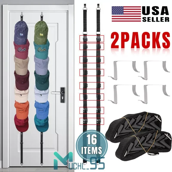 2Pcs Hat Rack Organizer Baseball Holder Storage Cap Hanger Door Wall Caps Stand