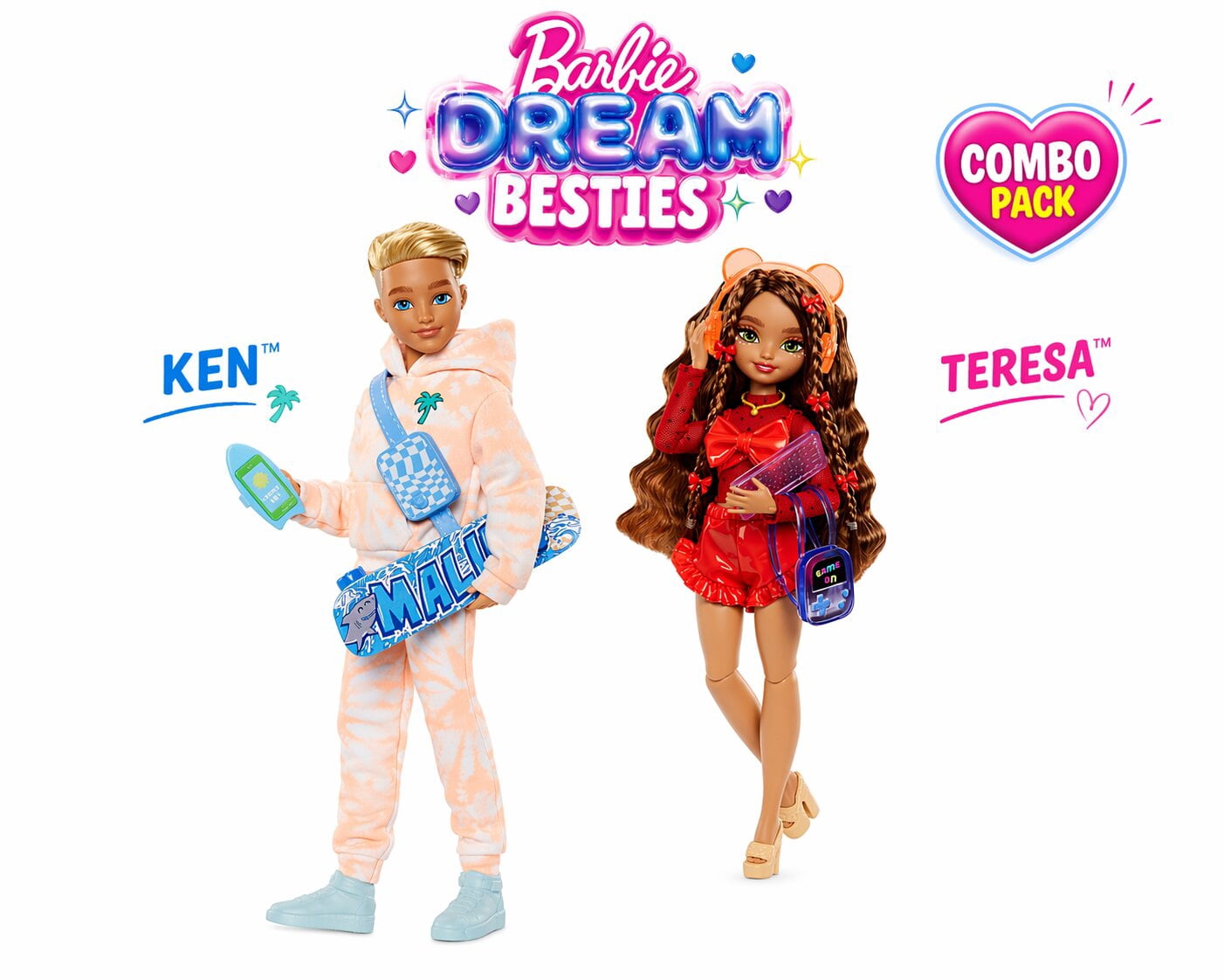 Barbie Dream Besties Teresa & Ken Fashion Dolls 2-Pack Combo Bundle w/ Accessories