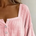 thumbnail image 6 of Only Moment Womens Summer Tops 3/4 Sleeve Square Neck Jute Classic Fit Dress Shirt Work Business Casual Long Sleeve Blouse Tops Pink,S, 6 of 9