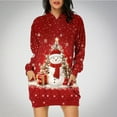 thumbnail image 1 of TIMIFIS Robe Chandail à Capuche pour Femmes Imprimé de Noël Manches Longues Ample avec Poches, 1 of 4