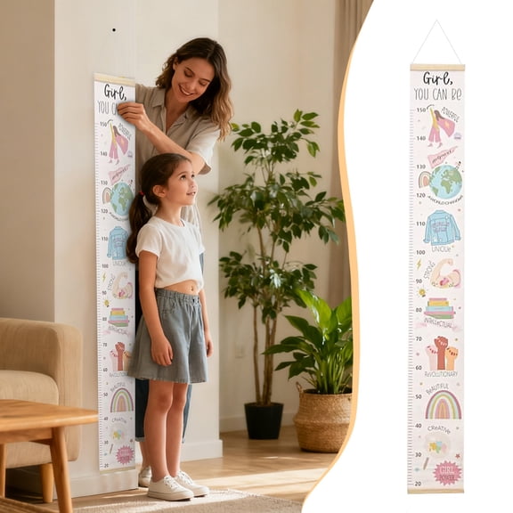 Kids Wall Stickers,Kids Growth Wall Mounted Height Measure Ruler With Wooden Animal Marker Nursery Growth Decor