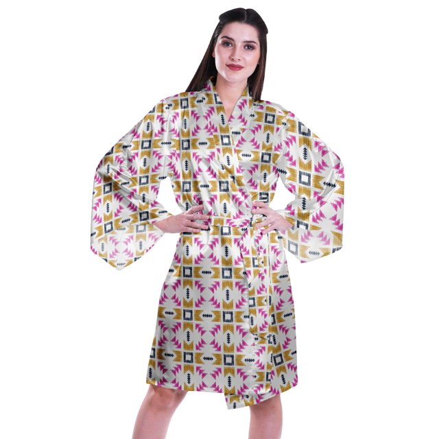 Moomaya Printed Womens Kimono Sleeve Robes Satin Silk Getting Ready Bridal Robe Coverup