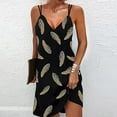 thumbnail image 2 of Dyegold Sundresses for Women Casual Beach - Midi Sun Dresses Women Summer Casual V-Neck Sleeveless Plus Size Feather Print Spaghetti Strap Party Prom ​​Sundress, 2 of 5