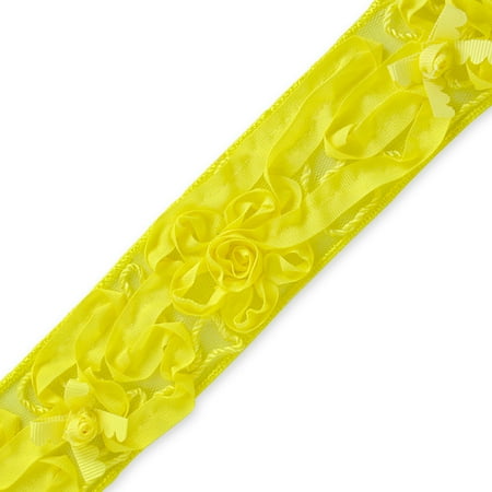 Rosette Trim - Expo Int'l Ribbon Rosette W/ Daisy flower Trim by the yard