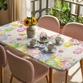 thumbnail image 3 of Easter Grey Bunny Table Cloths for 6 Foot Rectangle Tables, Spring Vintage Colorful Eggs Flower Patio Waterproof Elastic Fitted Tablecloths, Washable Rectangular Table Cover for Camping, 3 of 8