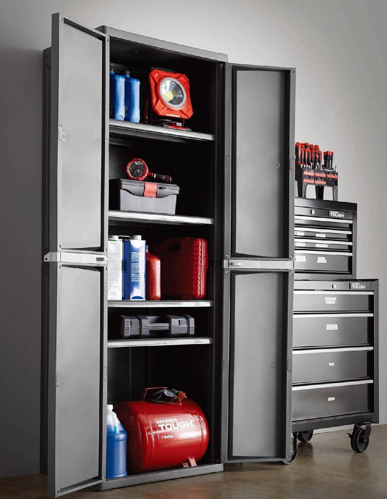 Buy Hyper Tough Plastic 4 Shelf Garage Storage Cabinet Black Online At