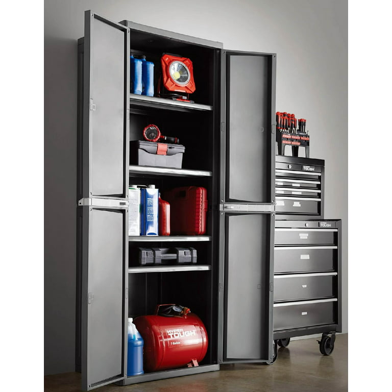 4 Shelf Garage Storage Cabinet Black