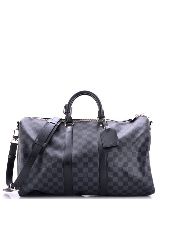 Pre-Owned Keepall Bandouliere Bag Damier Graphite 45 By Rebag