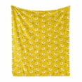 thumbnail image 1 of Polka Dot Soft Flannel Fleece Throw Blanket, Pattern with Cartoon Chicken and Haystack on Yellow Background, Cozy Plush for Indoor and Outdoor Use, 60" x 80", Earth Yellow Yellow, by Ambesonne, 1 of 6