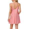 thumbnail image 3 of Noche de inspiración para mujeres, camisón de lencería con encaje, vestido de dormir de satén sedoso, babydoll, cami, pijama corto en rosa, 3 of 6