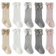thumbnail image 1 of 5 pares de calcetines hasta la rodilla para bebés, medias con lazo para niños pequeños, calcetines antideslizantes para recién nacidos, adecuados para primavera, verano y otoño, 1 of 5