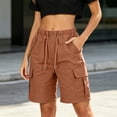 thumbnail image 4 of Inleife Womens Solid Stretch Twill Shorts Thin Waist Pull On Regular Hiking Shorts Bermuda Summer Casual With Pockets, 4 of 6