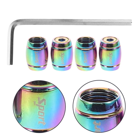 PAMINGONO 4Pcs Multi Colored Tire Valve Caps Copper for Vehicle Maintenance