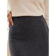 thumbnail image 5 of INSPIRE CHIC Women's High Waist Elastic Waist Knit Straight Midi Skirt for Everyday Comfort and Style S Grey, 5 of 6