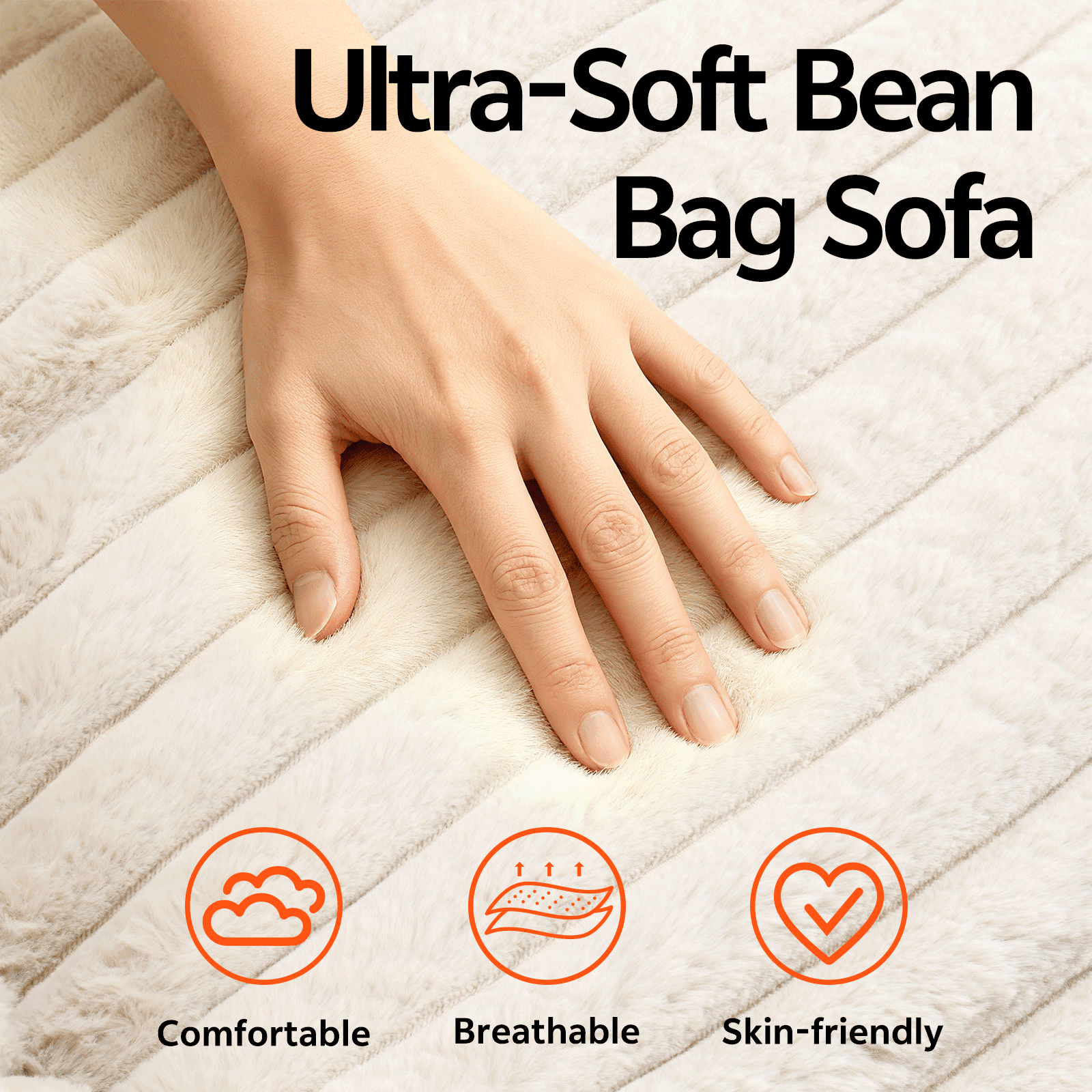 Oversized Bean Bag Chair, Beanbag for Adults, Comfy Refillable Single Sofa for Living Room, Bedroom, Dorm, Beige