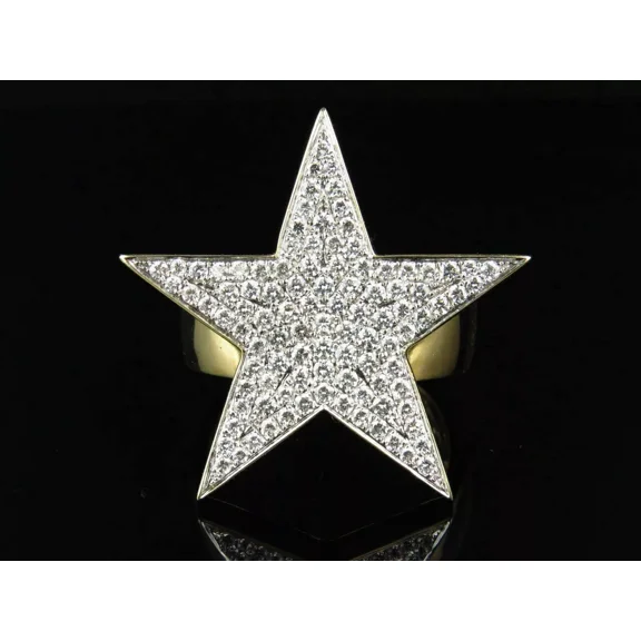 2TCW Round Cut Lab-Created Diamond Star Shape Pinky Ring in 14k Yellow Gold Plated