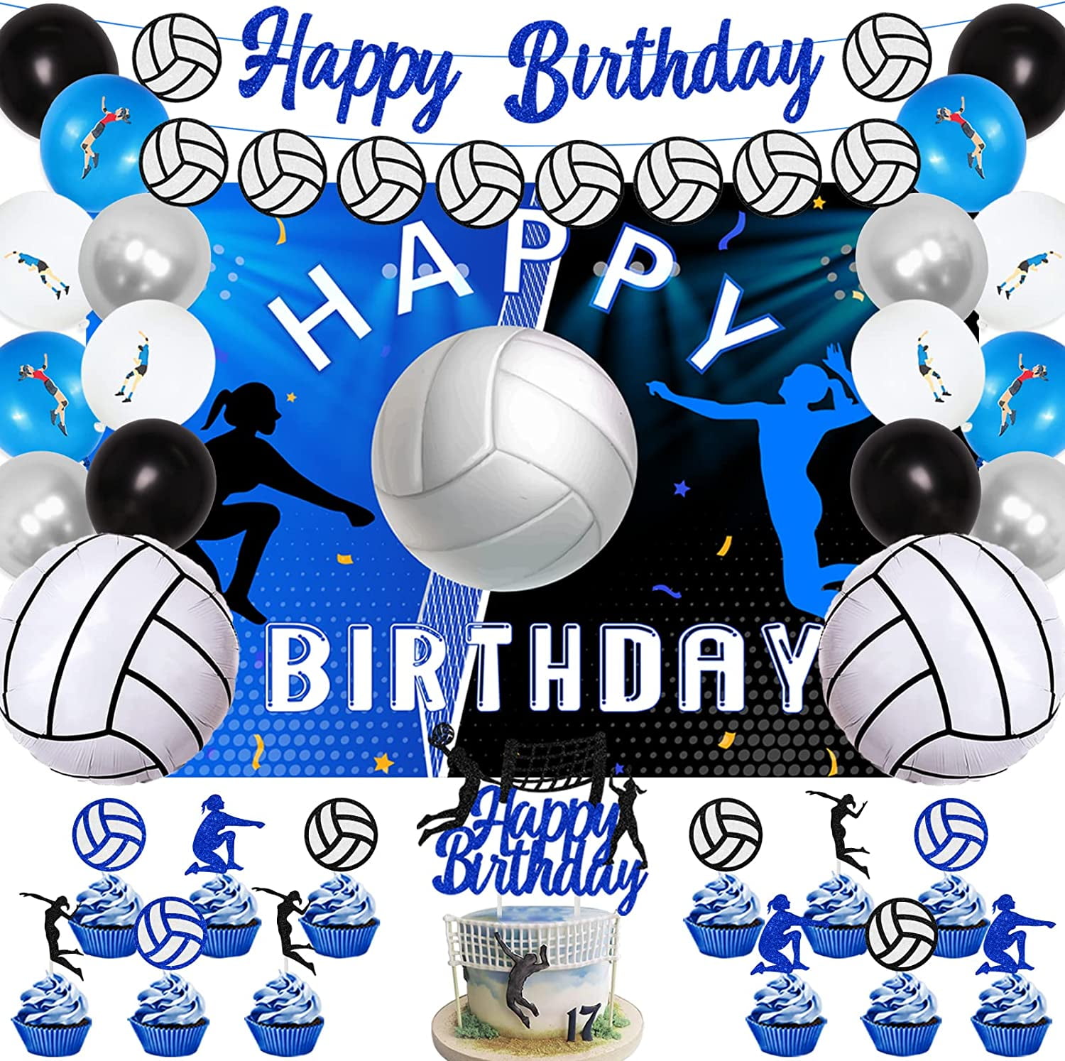 Amazon.com: Finestore168 Female Volleyball Birthday Cake Toppers Girls  Volleyball Player Cake Decorations for Volleyball Sports Theme Birthday  Party Cake Decorations Supplies with Glitter for Women Girls : Grocery &  Gourmet Food
