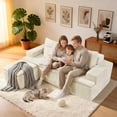 thumbnail image 4 of 83" Cloud Sectional Couch with L-Shape Chaise, Modular Sofa with Deep Seat Reversible Ottoman, Boneless Couches for For Living Room, Cushion Back, Includes 2 Throw Pillows, Sofa in a Box, Beige, 4 of 11
