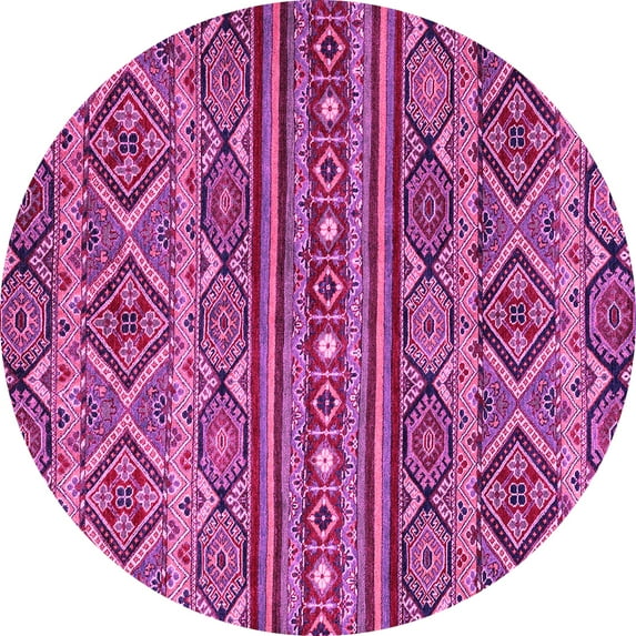 Ahgly Company Indoor Round Abstract Pink Modern Area Rugs, 8' Round