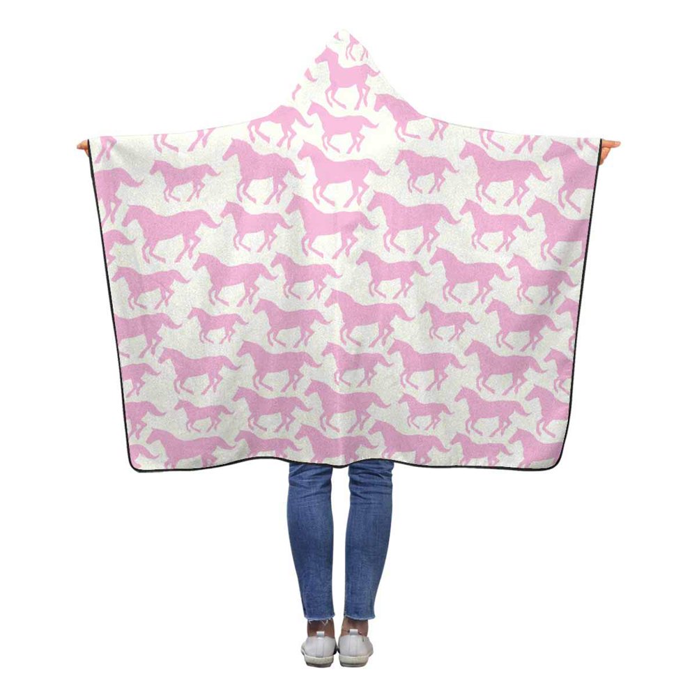 ASHLEIGH Pink Horse Throw Hooded Blanket 50x60 inches Kids Girls Boys