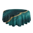 thumbnail image 5 of Teal Marble Gold Line Pattern Round Tablecloth 60"x60",Wrinkle Wipeable Table Cloth for Kitchen Dining Room Picnic Patio Party, 5 of 6
