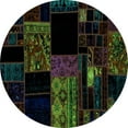 thumbnail image 1 of Ahgly Company Indoor Round Patchwork Turquoise Blue Transitional Area Rugs, 4' Round, 1 of 4