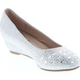 thumbnail image 7 of Link Fisher-3K Girl's Slip On Rhinestone Wrapped Wedge Heel Party Shoes, Silver, 9, 7 of 7