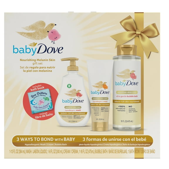 Dove Hypoallergenic Wash & Lotion and Ultra-Gentle Bubble Bath Gift Pack Rich Moisture Sensitive Skin, 3 Count